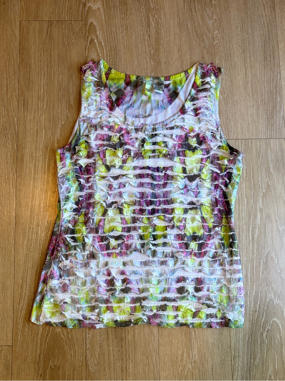 Y2K Sami + Jo Multicolor Ruffle Tank Top w/ Unique Butterfly Detailing